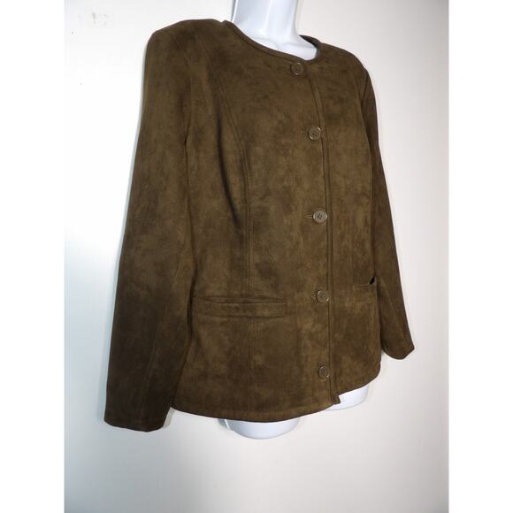 Linea Louis Dell Olio Womens 18W Faux Suede Cardigan Brown Old Money Lined Quiet - Picture 12 of 13